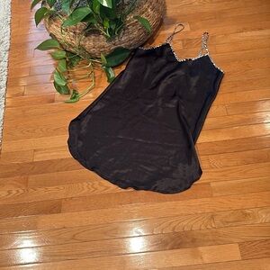 Elegant Black Satin Chemise